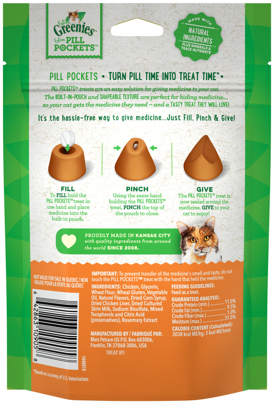 FELINE GREENIES PILL POCKETS Treats for Cats Value Size Chicken 3oz - Image 2