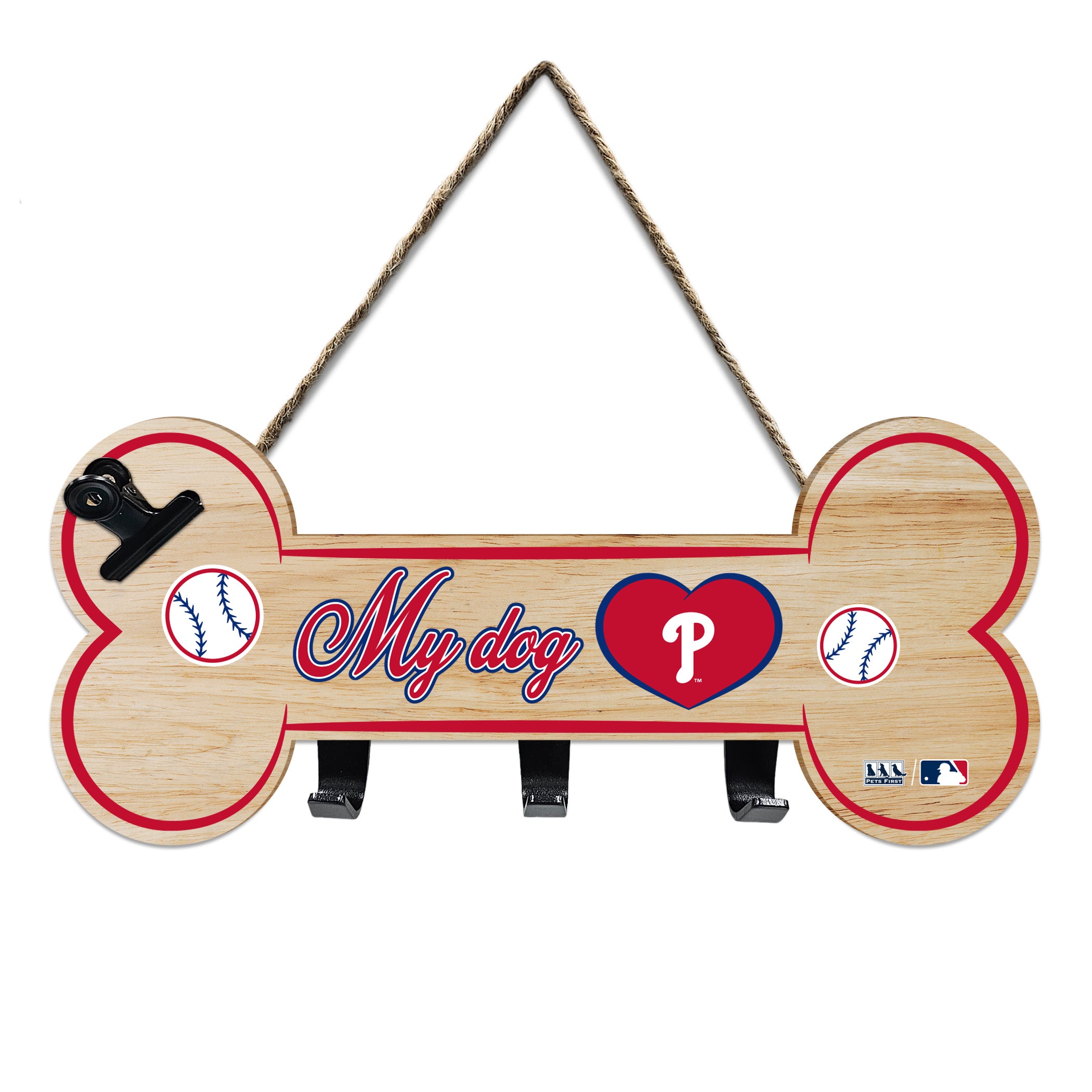 Philadelphia Phillies Bone Shape Sign With Hooks