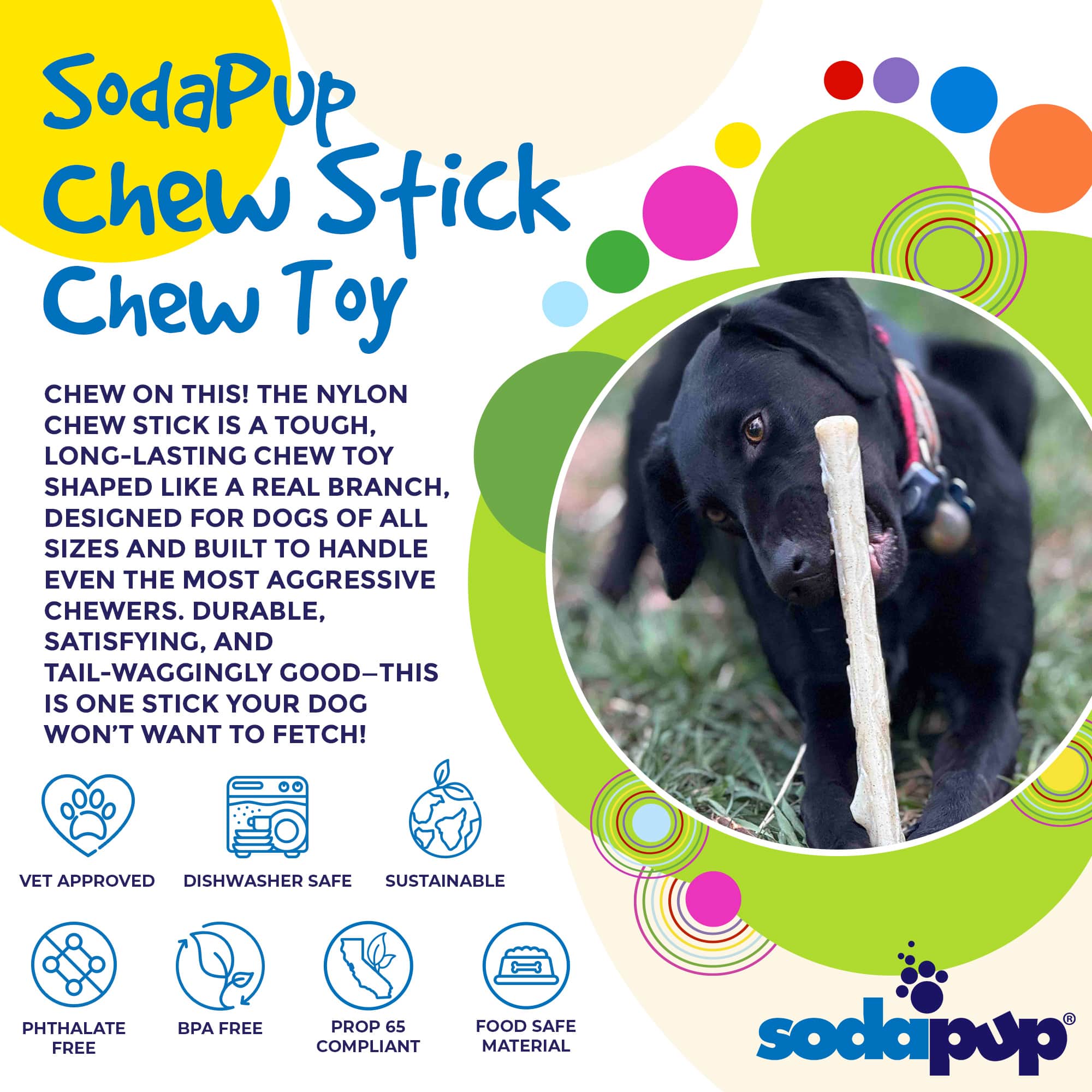 SodaPup Durable Nylon Chew Stick Power Chewers | Indestructible Dog Toy USA