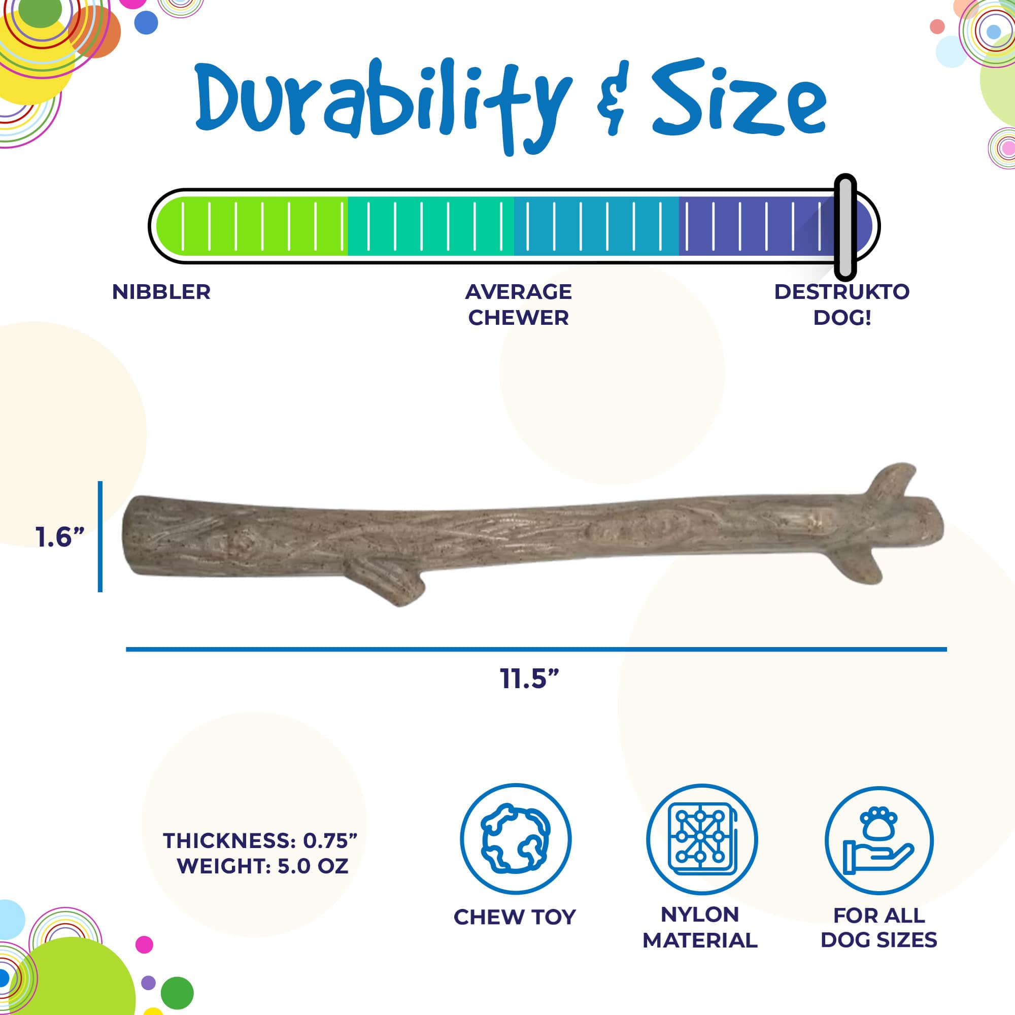 SodaPup Durable Nylon Chew Stick Power Chewers | Indestructible Dog Toy USA