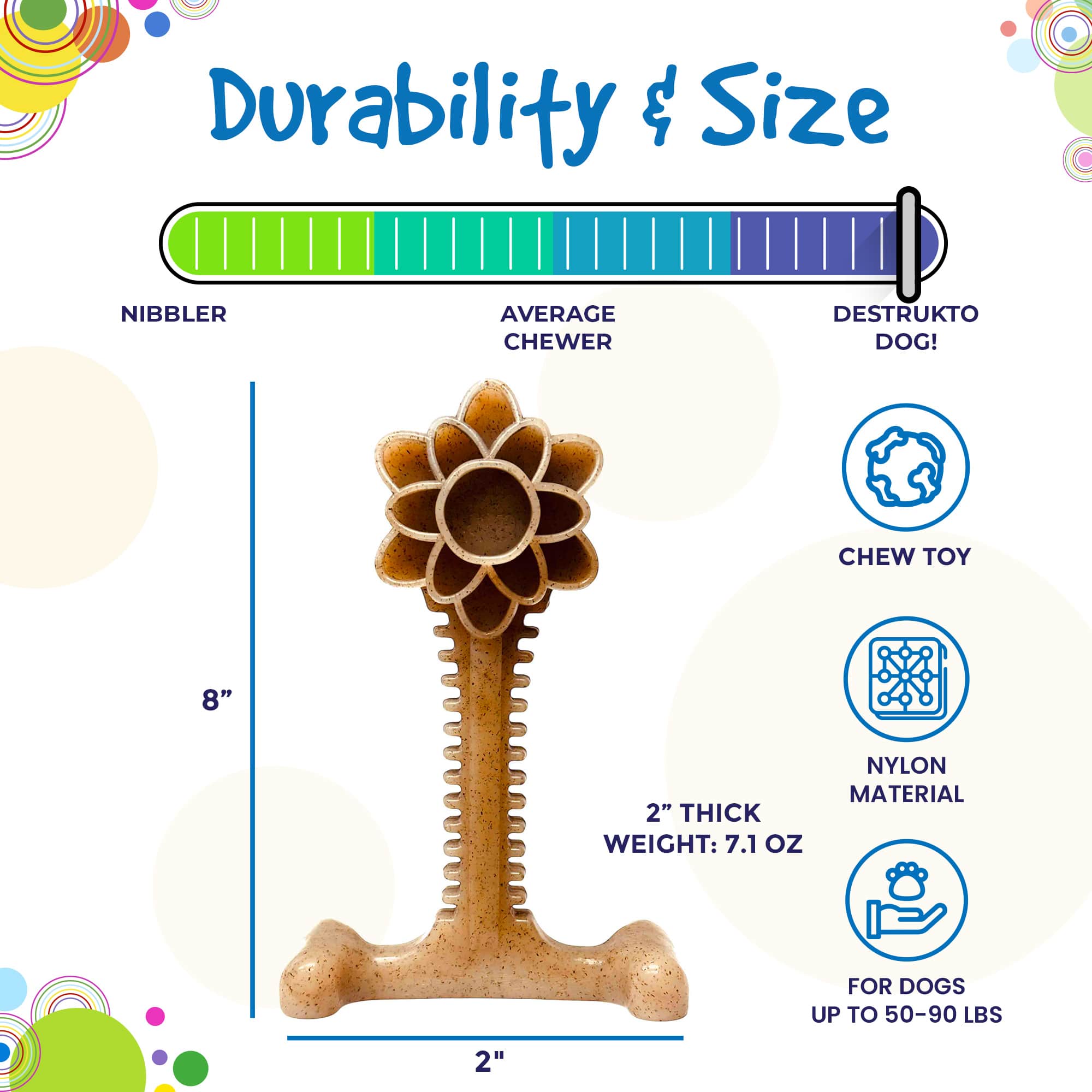 SodaPup Honey Bone Dental Flower Tower Indestructible Nylon Dog Chew Toy XL | USA