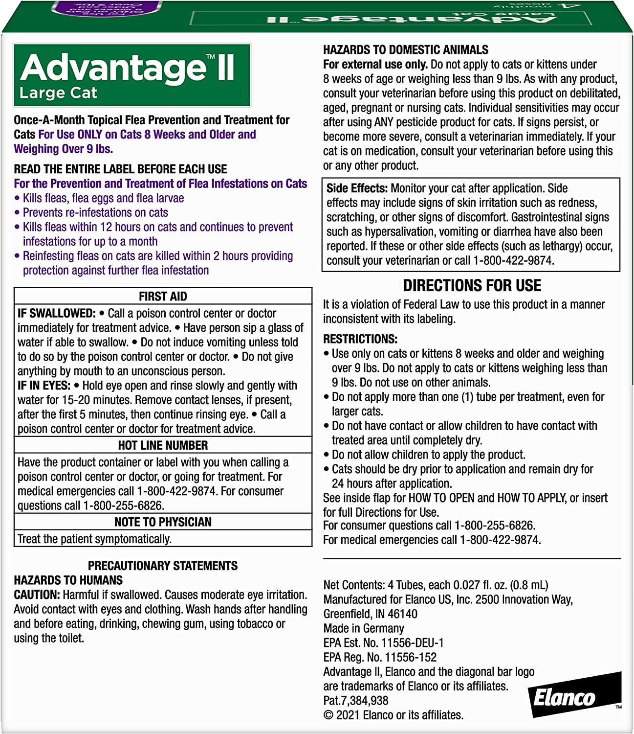 Advantage II Flea Protection Large Cat Over 9lbs 4pk - Image 2