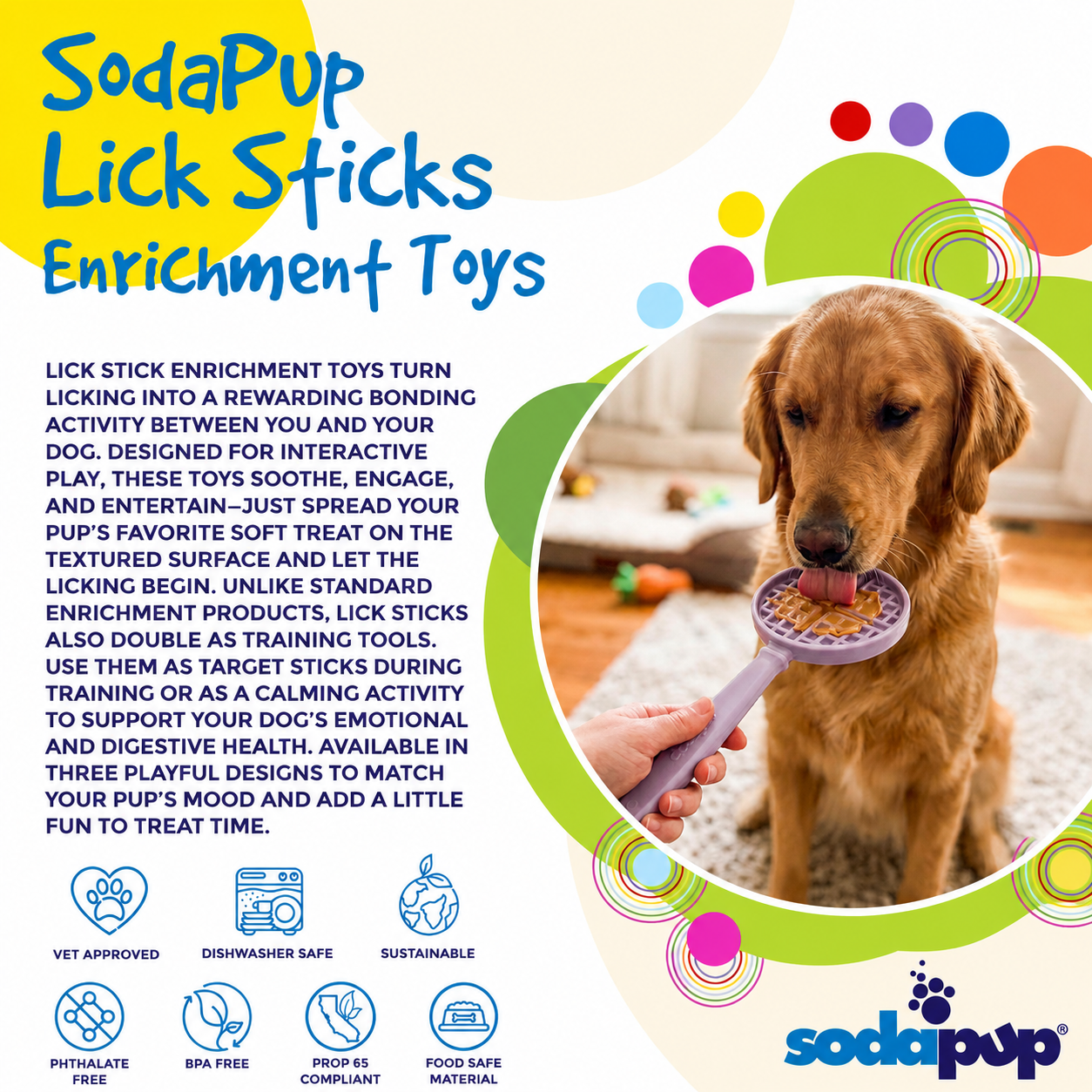 SodaPup eStick Hand-Held Dog Enrichment Toy Interactive Lick Stick | USA Made