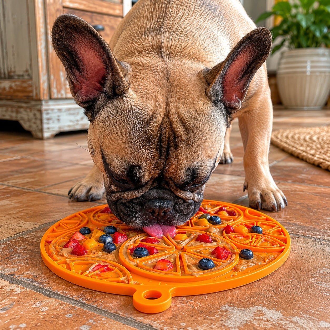 SodaPup Citrus Design eMat Enrichment Lick Mat Dogs Cats Suction Cups | USA Made