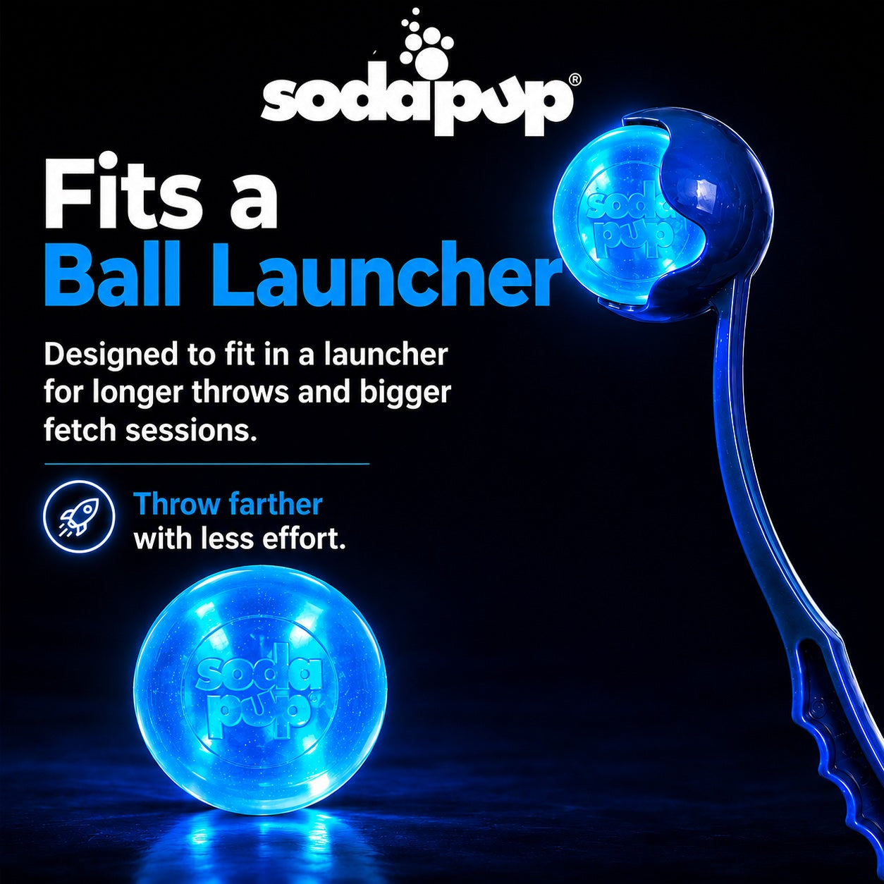 SodaPup Strobe Ball Light-Up Dog Toy Durable Floating Chew | Made USA