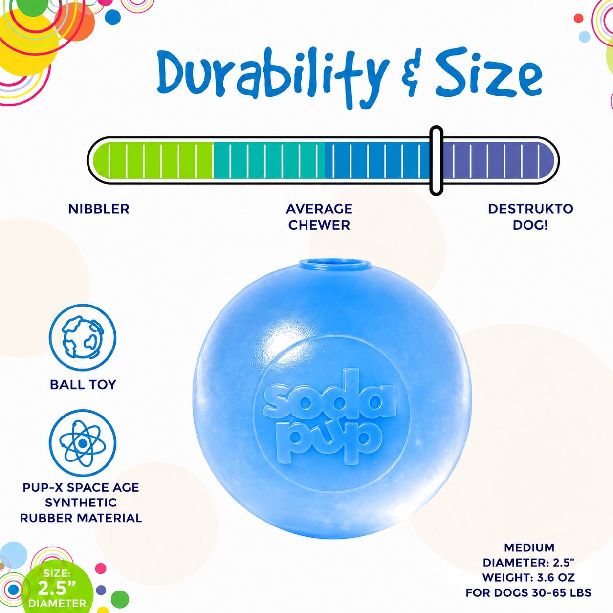 SodaPup Strobe Ball Light-Up Dog Toy Durable Floating Chew | Made USA