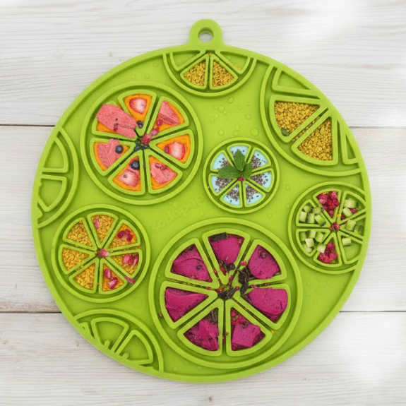 SodaPup Citrus Design eMat Enrichment Lick Mat Dogs Cats Suction Cups | USA Made