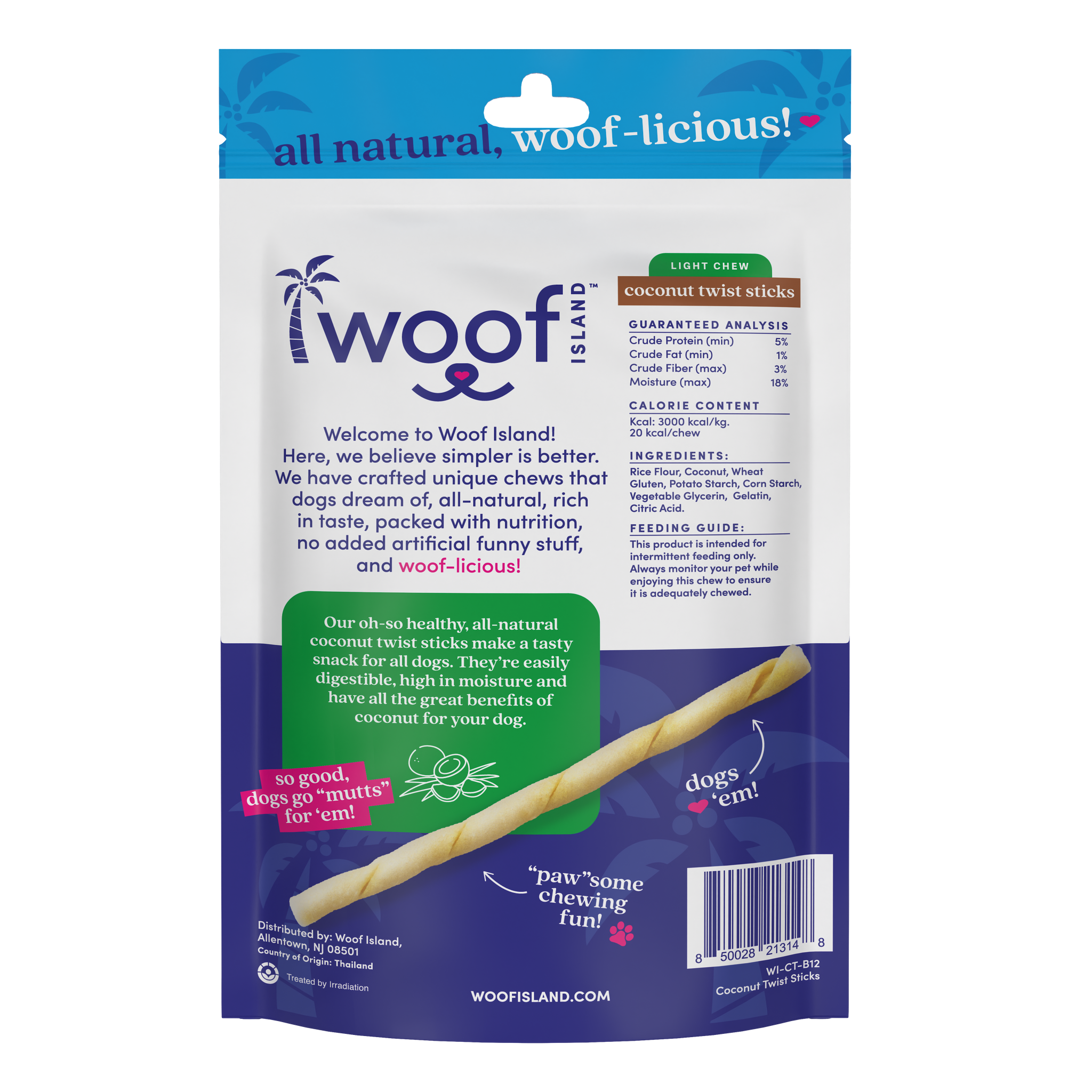 Woof Island Coconut Twist Stick Dog Chew, Rawhide-Free & Highly Digestible Dental Treat for Dogs - Image 9