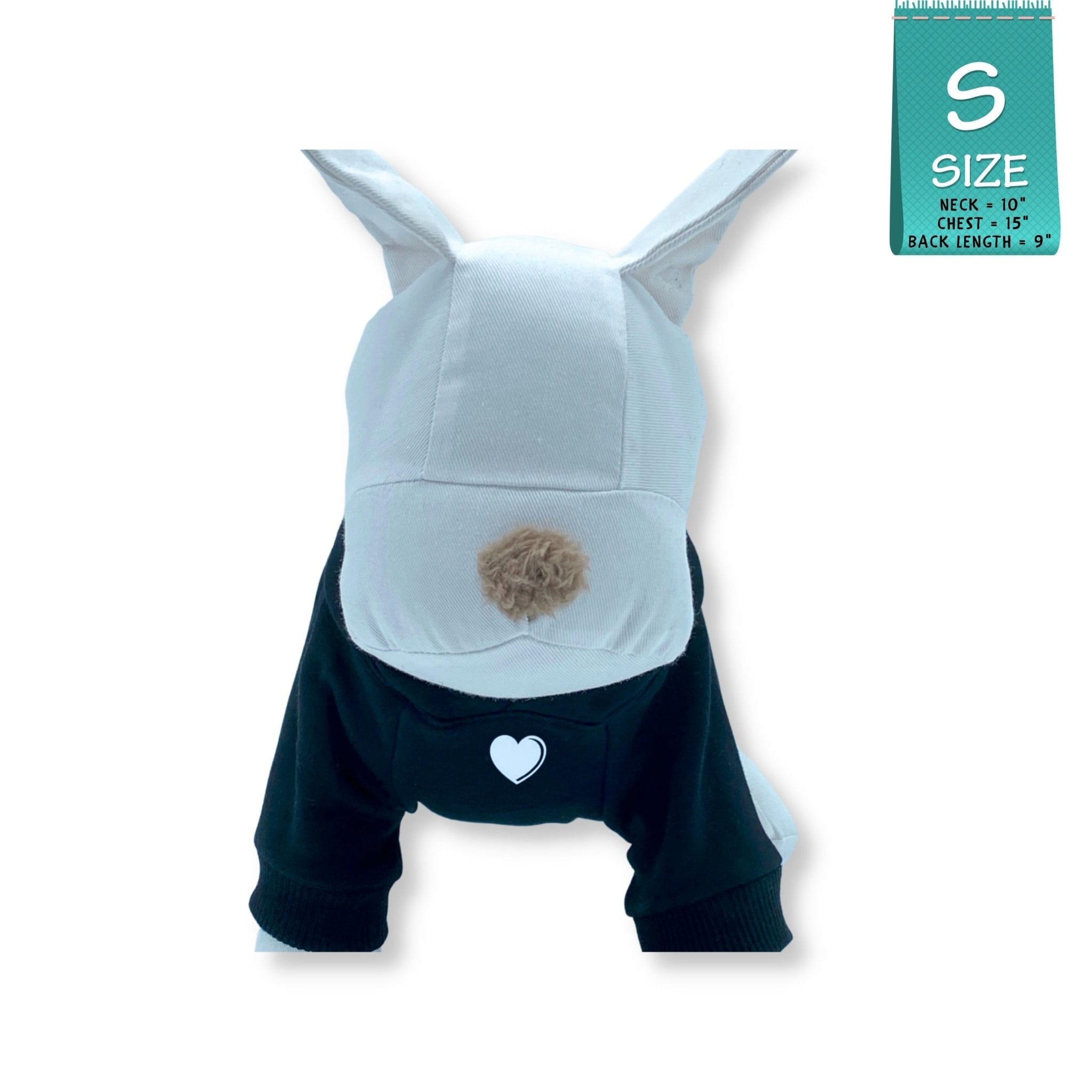 Hooded Sweatshirt For Dogs - Stuffed white dog wearing “SPOILED” hooded sweatshirt in black - front chest has a solid white heart emoji - against a solid white background - Wag Trendz