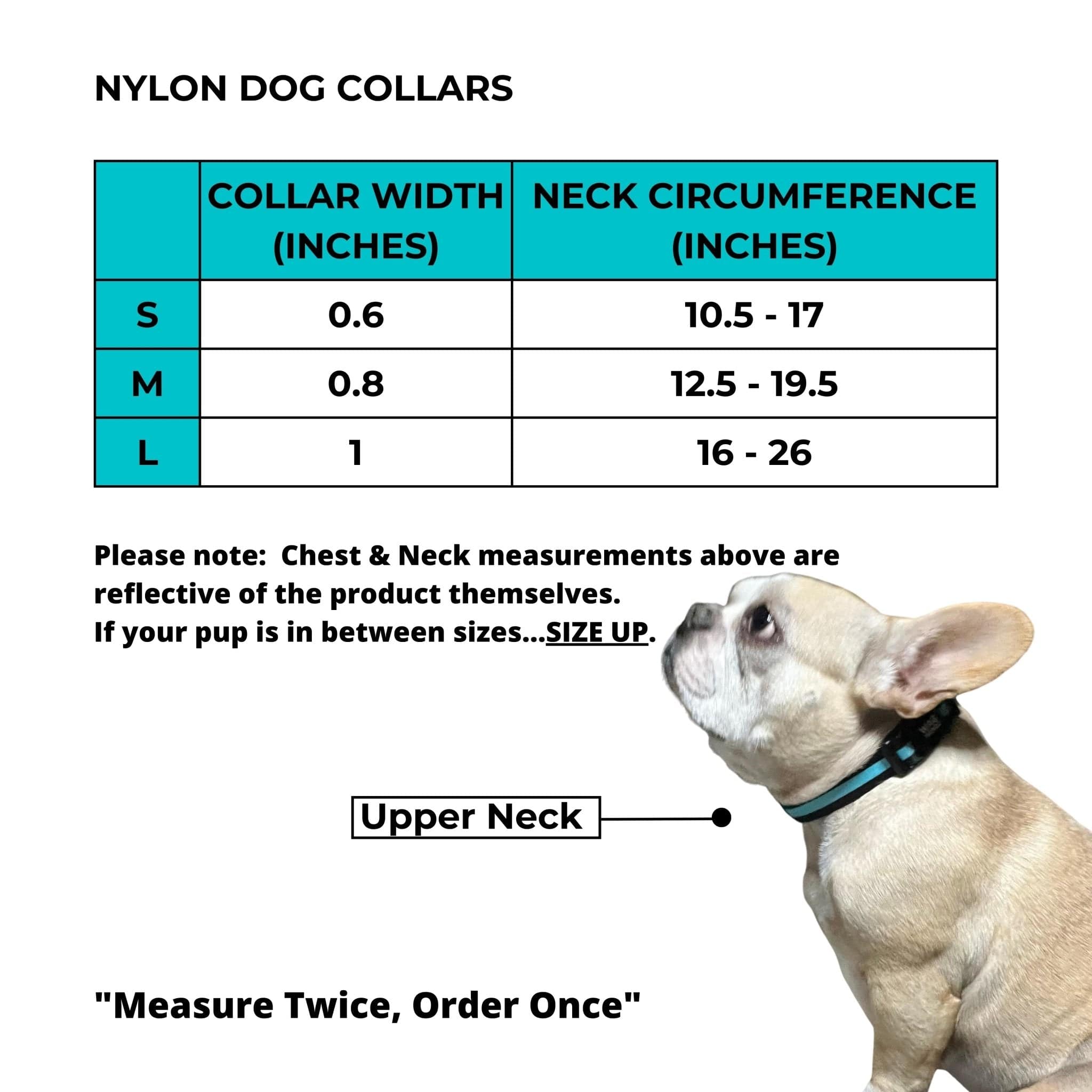 Nylon Dog Collar - Size Chart - Wag Trendz