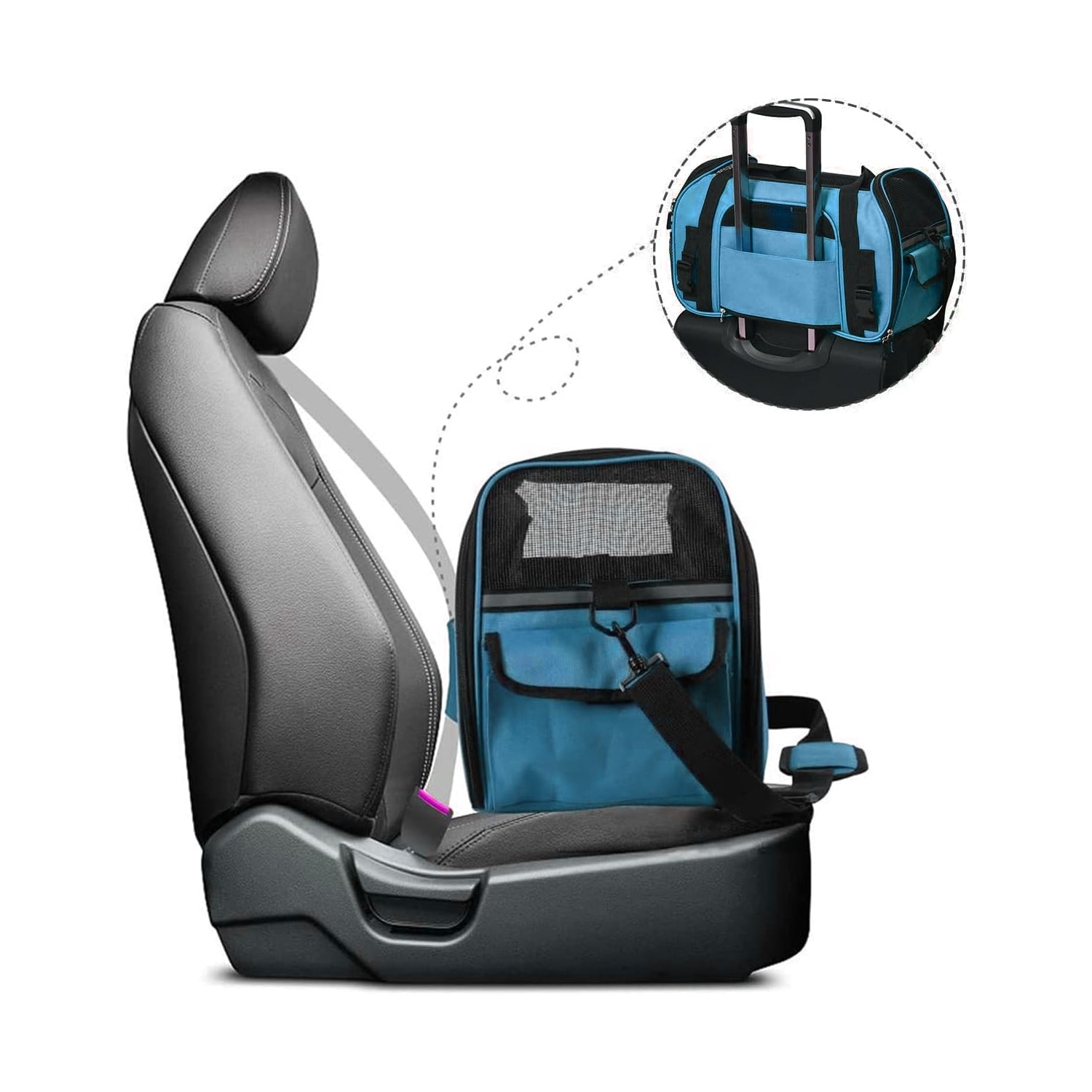 GOOPAWS Soft Sided Pet Cat Carrier Perfect for Travel, Teal Blue, 19" - Image 6