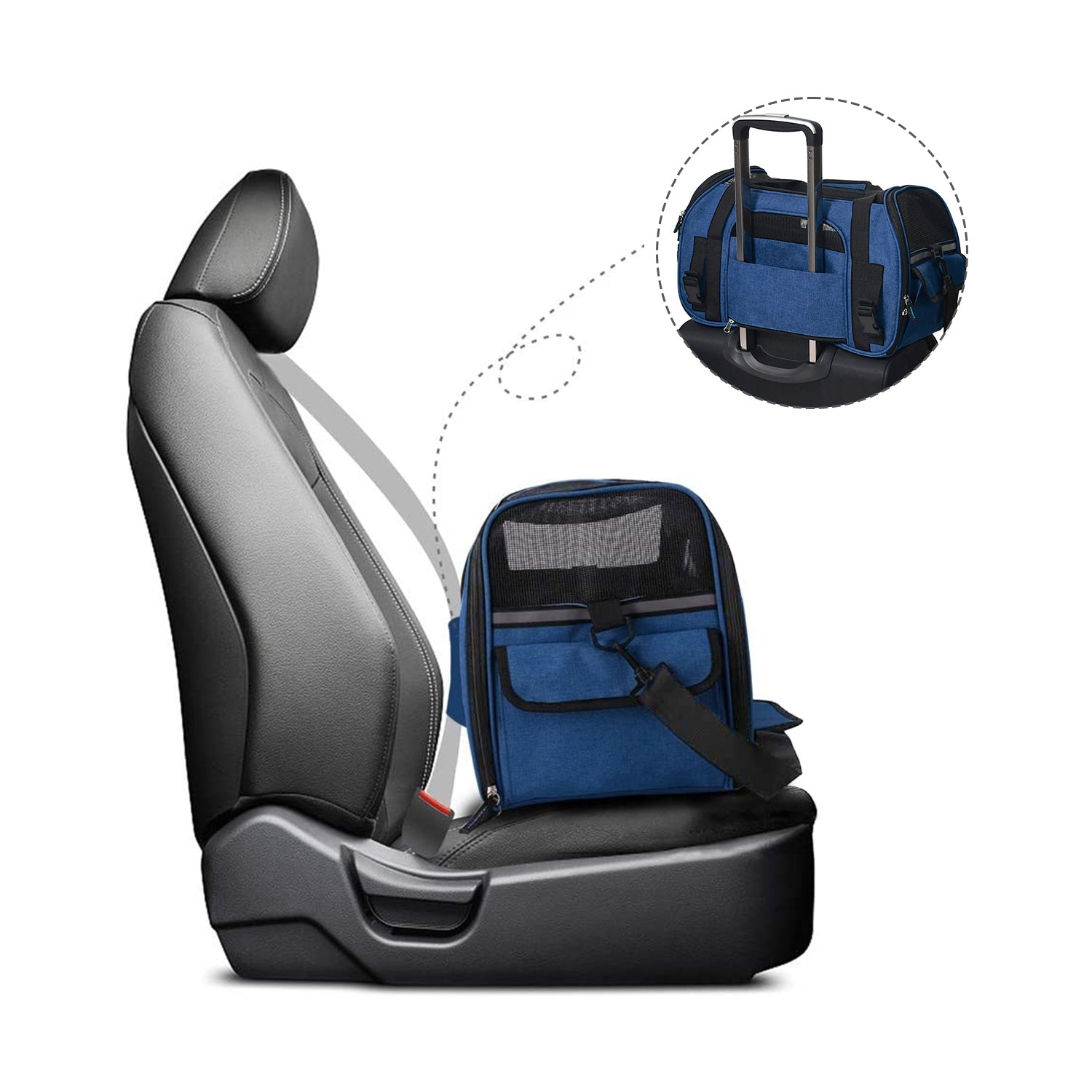 GOOPAWS Soft Sided Pet Cat Carrier Perfect for Travel, Navy Blue, 19'' - Image 6