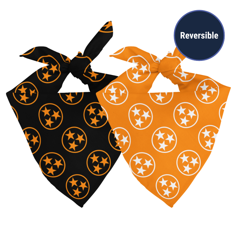 Double sided TN tri star bandana on a white background.