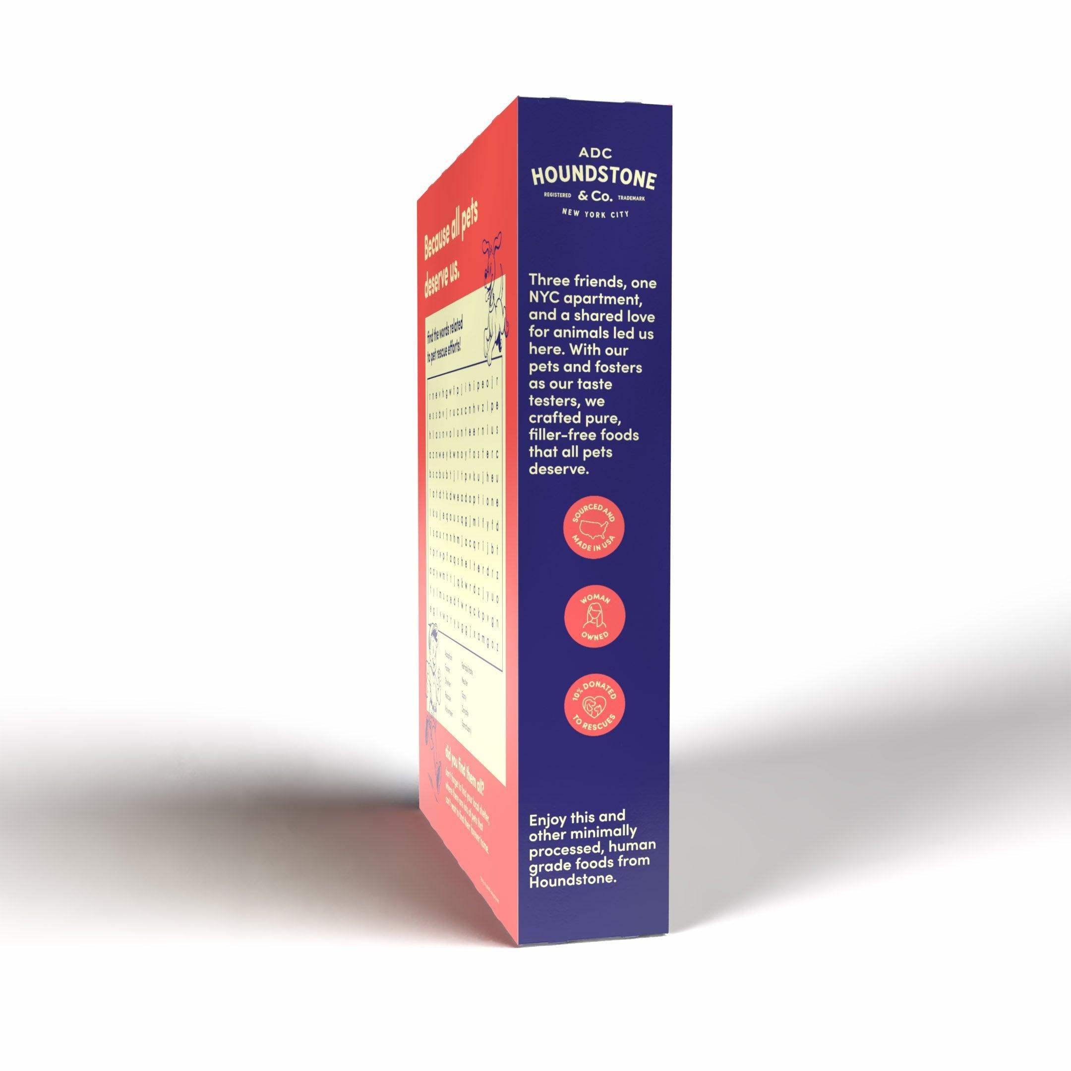 freeze dried dog food topper joint health formula side view of cereal box on white background