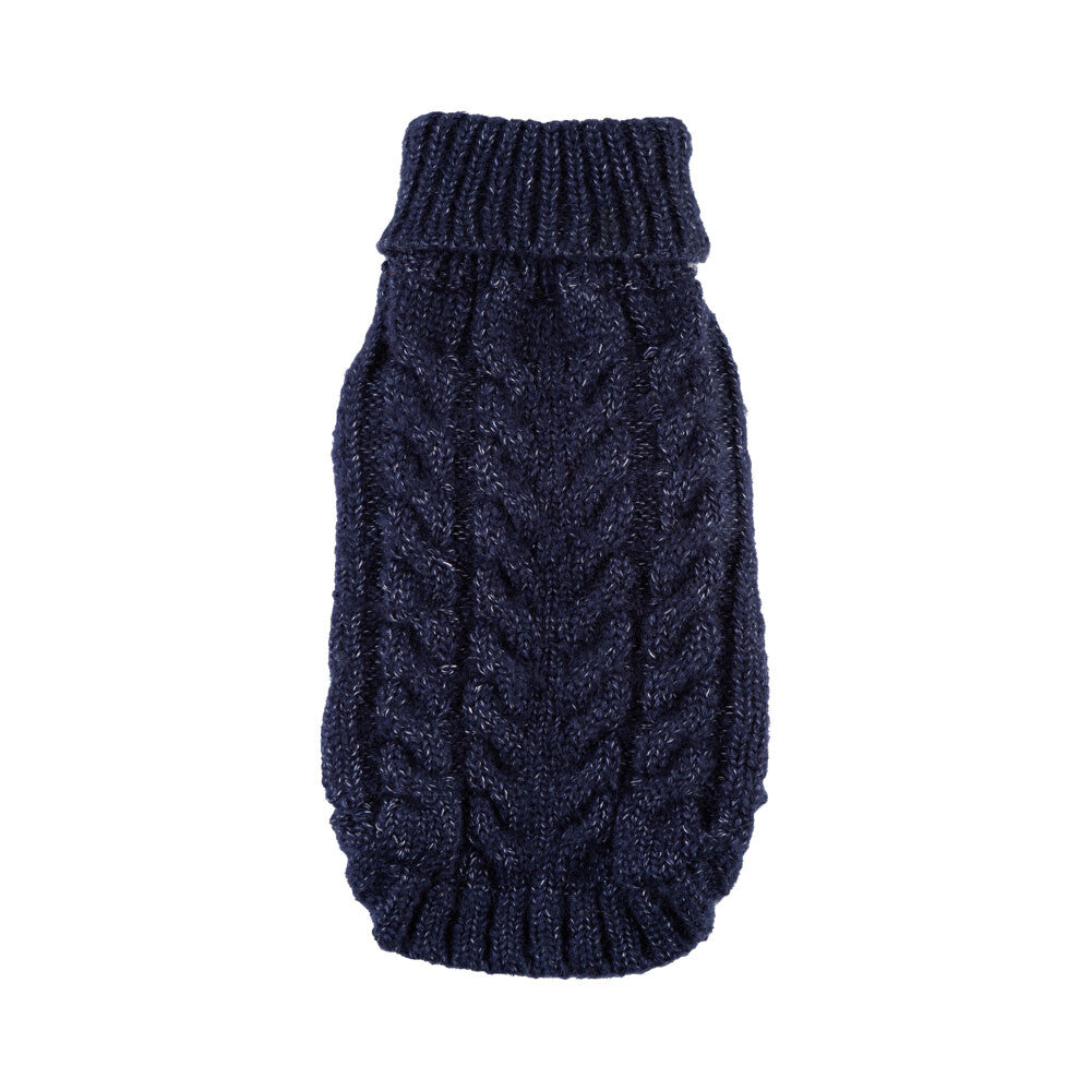Navy Angora Cable Knit Sweater