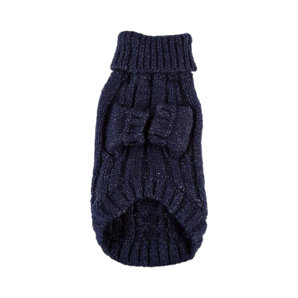 Navy Angora Cable Knit Sweater - Image 2