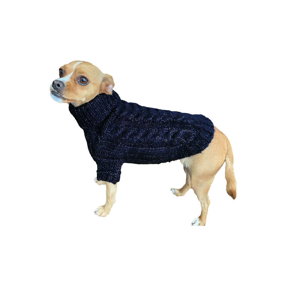 Navy Angora Cable Knit Sweater - Image 3