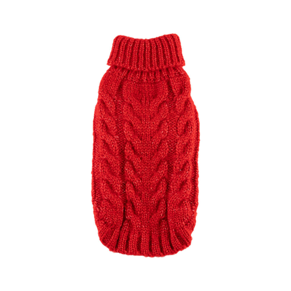 Red Angora Cable Knit Sweater