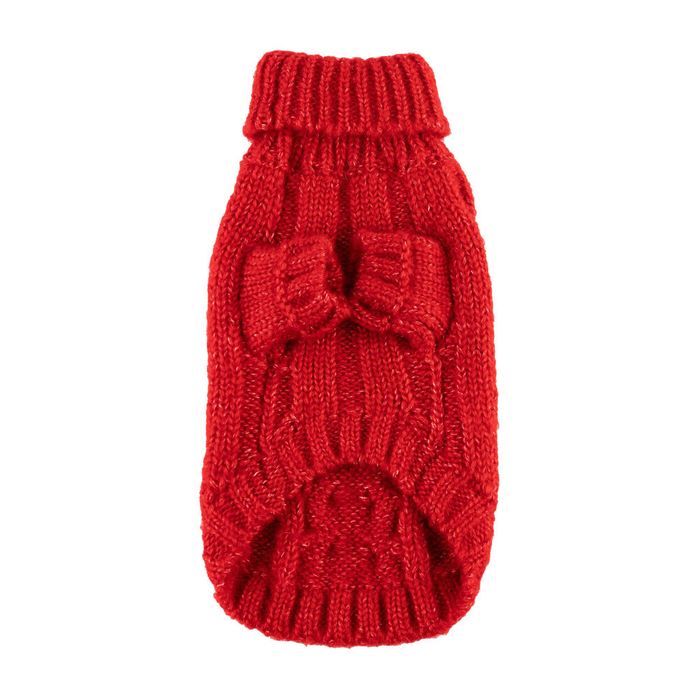 Red Angora Cable Knit Sweater - Image 2