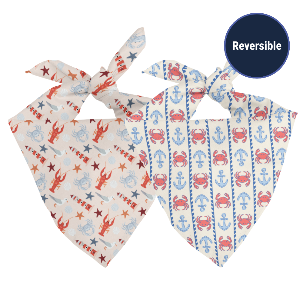 Double sided coastal bandana on a white background.
