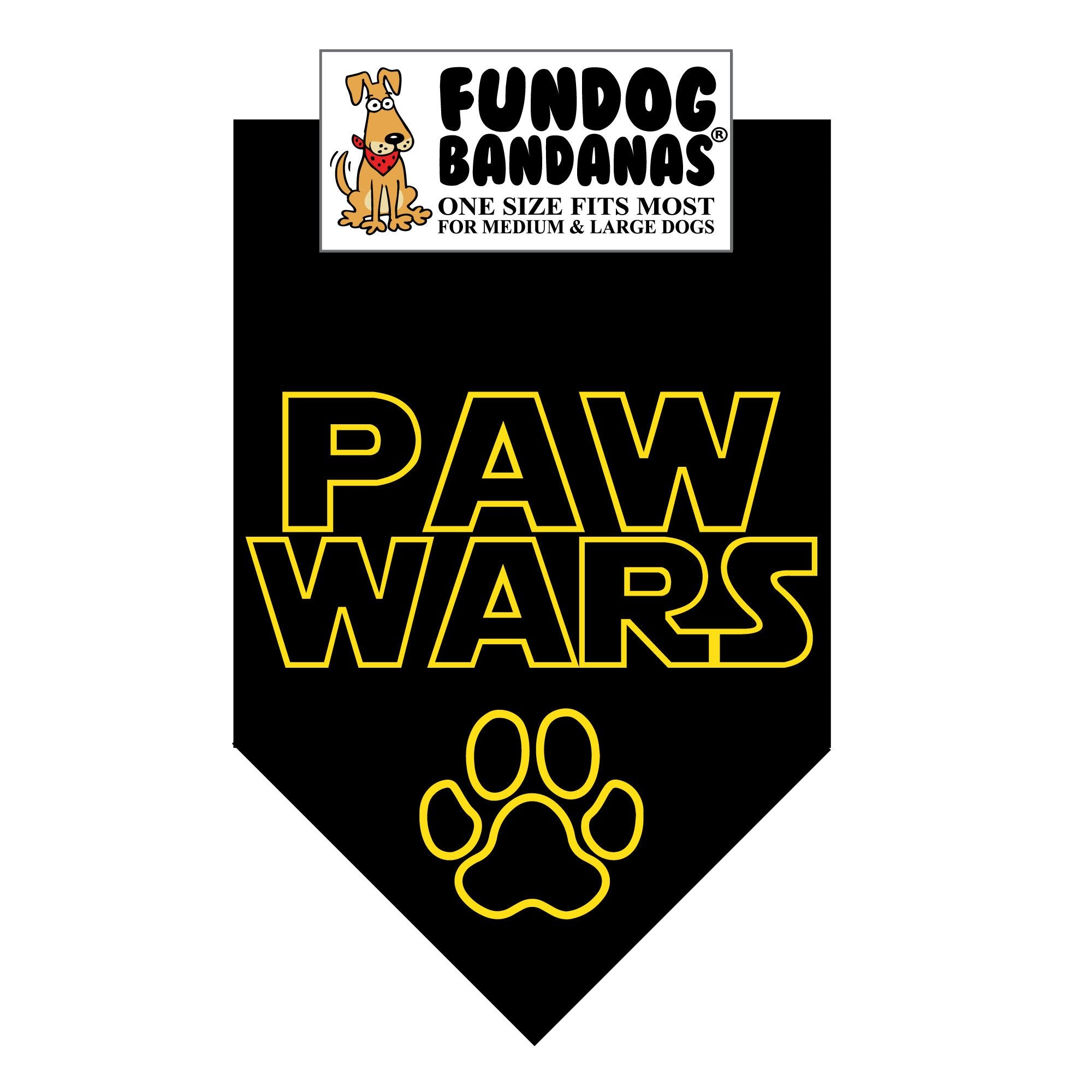 Wholesale 10 Pack - PAW WARS Bandana - Black Only - FunDogBandanas