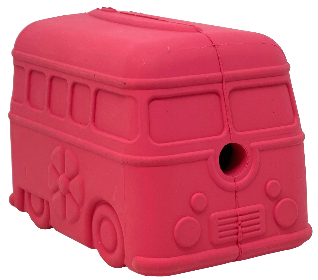 SodaPup Surf's Up! Retro Van Dog Toy Durable Chew Large Dogs | USA Made Up Pink