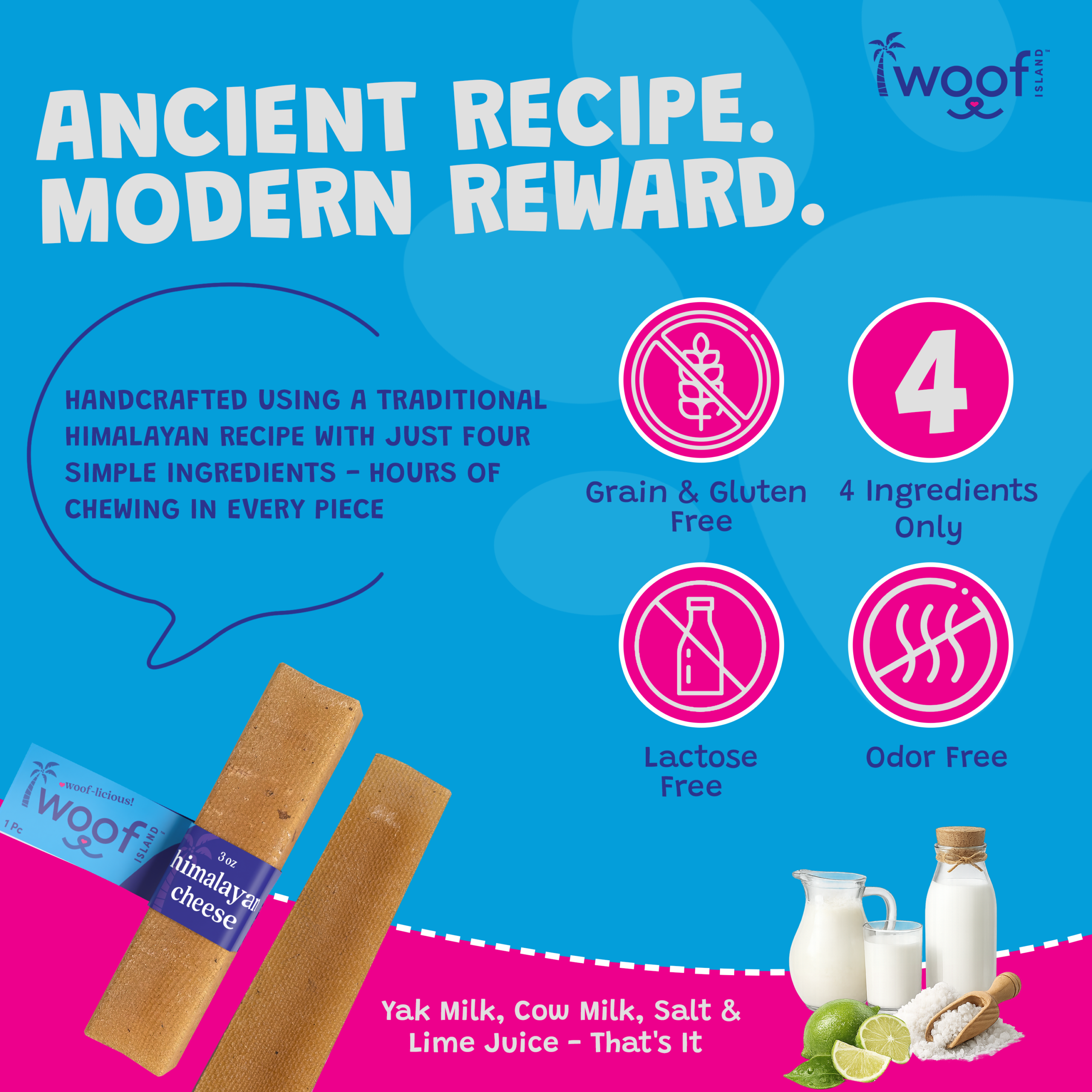 Woof Island Himalayan Yak Cheese Dog Chew, 100% Lactose-Free, Grain-Free & Long-Lasting Hard Cheese Chew 3–4 oz - Image 4