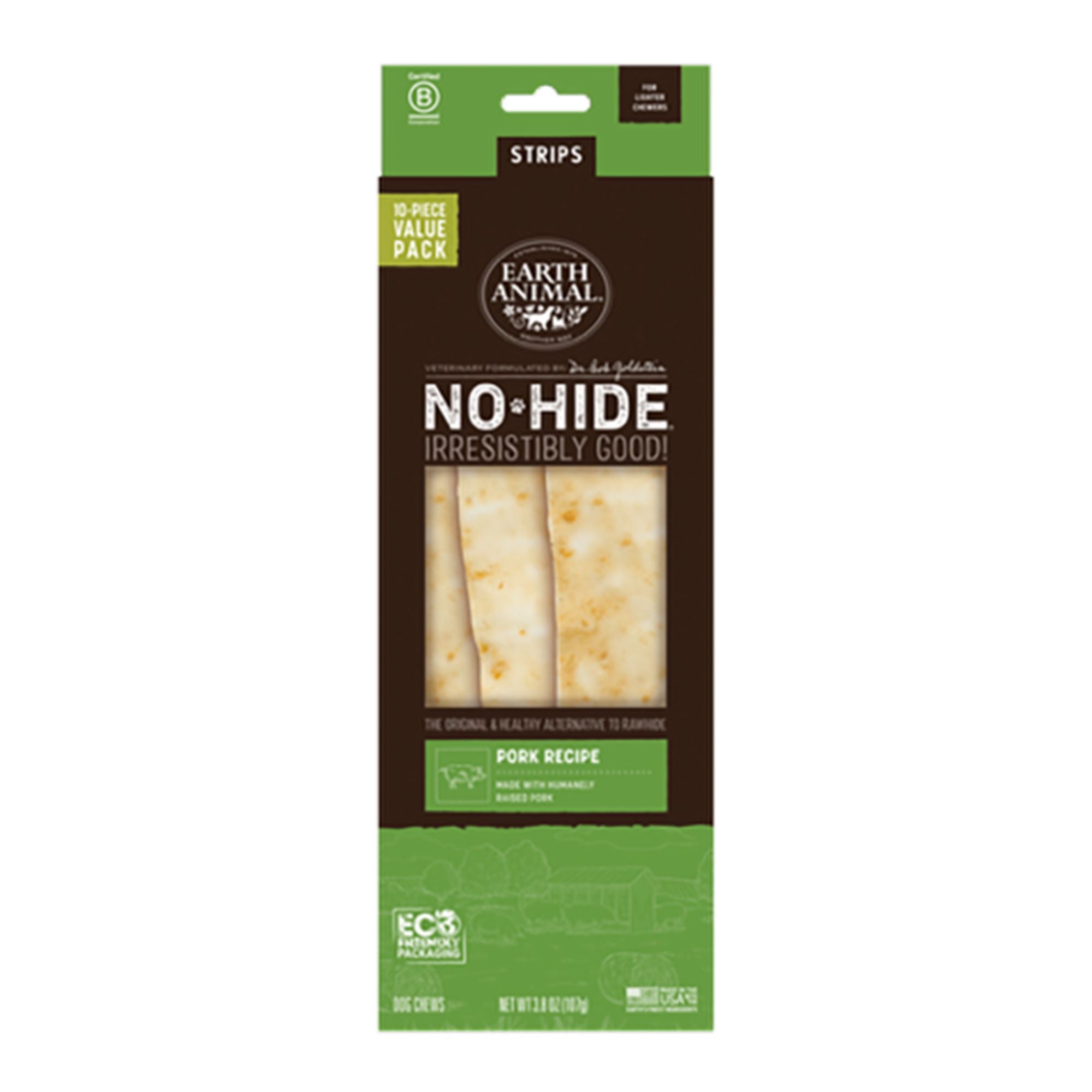 Earth Animal Dog No - Hide Original Collection Pork Strips Value Pack - 10 Pack