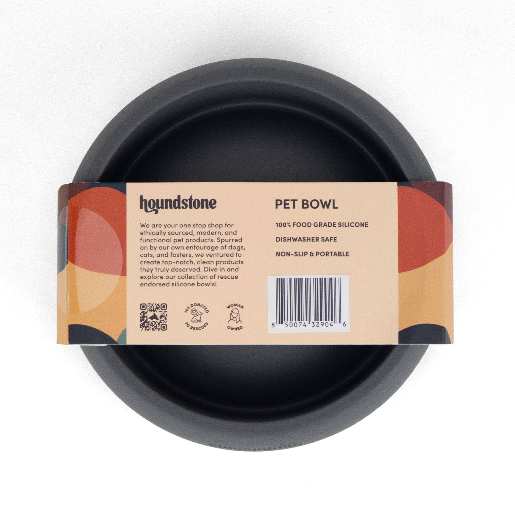 houndstone small dog bowl, charcoal