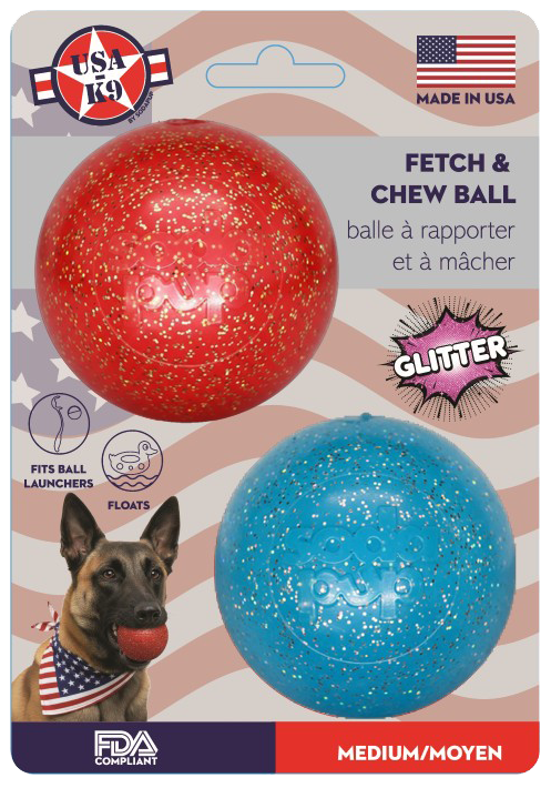 SodaPup Glitter Ball 2-Pack Dog Toy | Soft Rubber Floating Fetch Treat Dispenser USA Made USA-K9 Hollow