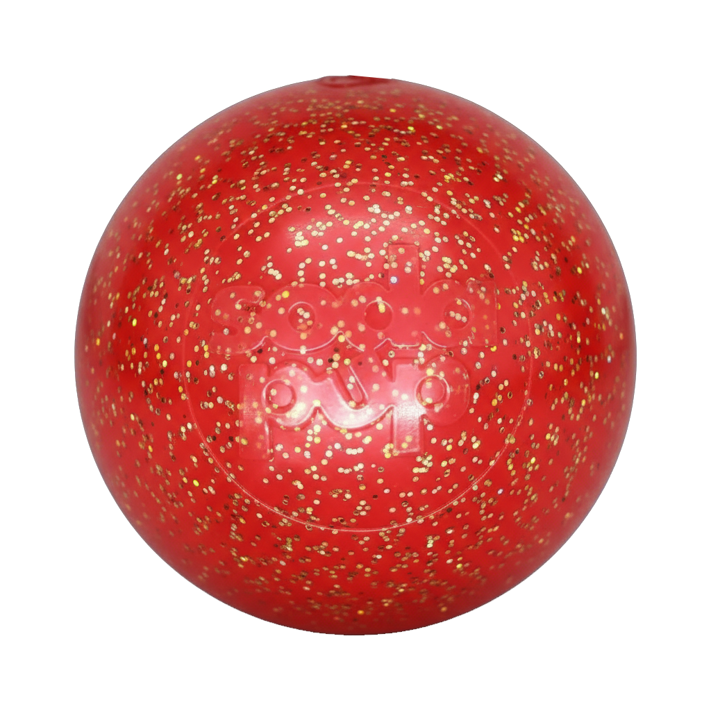 SodaPup Glitter Ball 2-Pack Dog Toy | Soft Rubber Floating Fetch Treat Dispenser USA Made