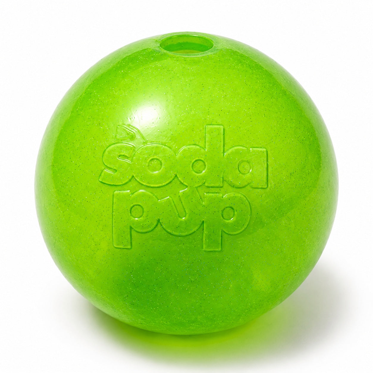 SodaPup Green Glitter Ball 2-Pack Dog Toy | Soft PUP-X Rubber Floating Fetch Treat Dispenser USA Made