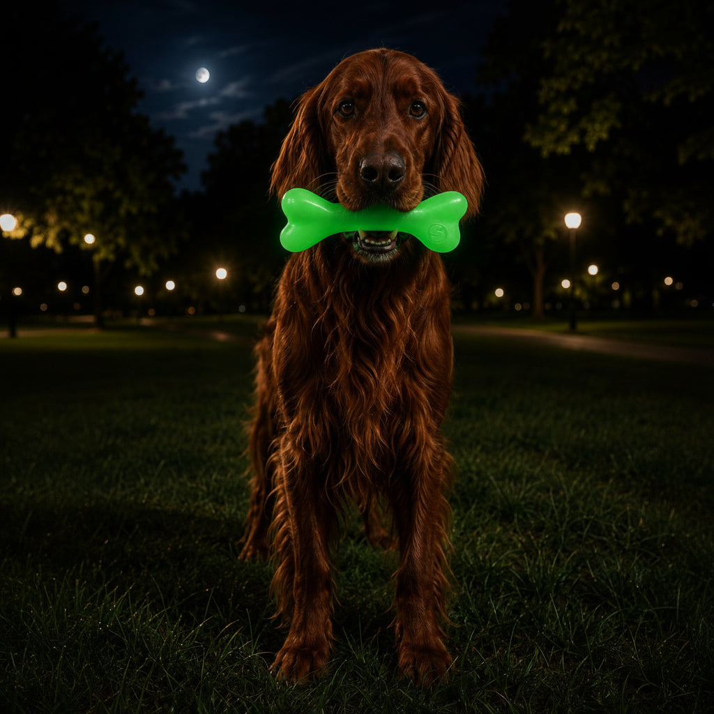 SodaPup PUP-X Rubber Glow Dark Chew Bone Dog Toy Durable, Floats, Large Dogs | USA