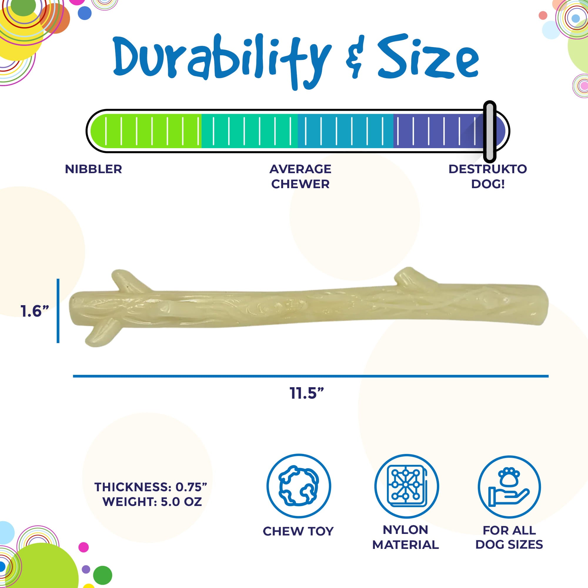 SodaPup Durable Nylon Glow Dark Chew Stick Power Chewers | Indestructible Dog Toy USA