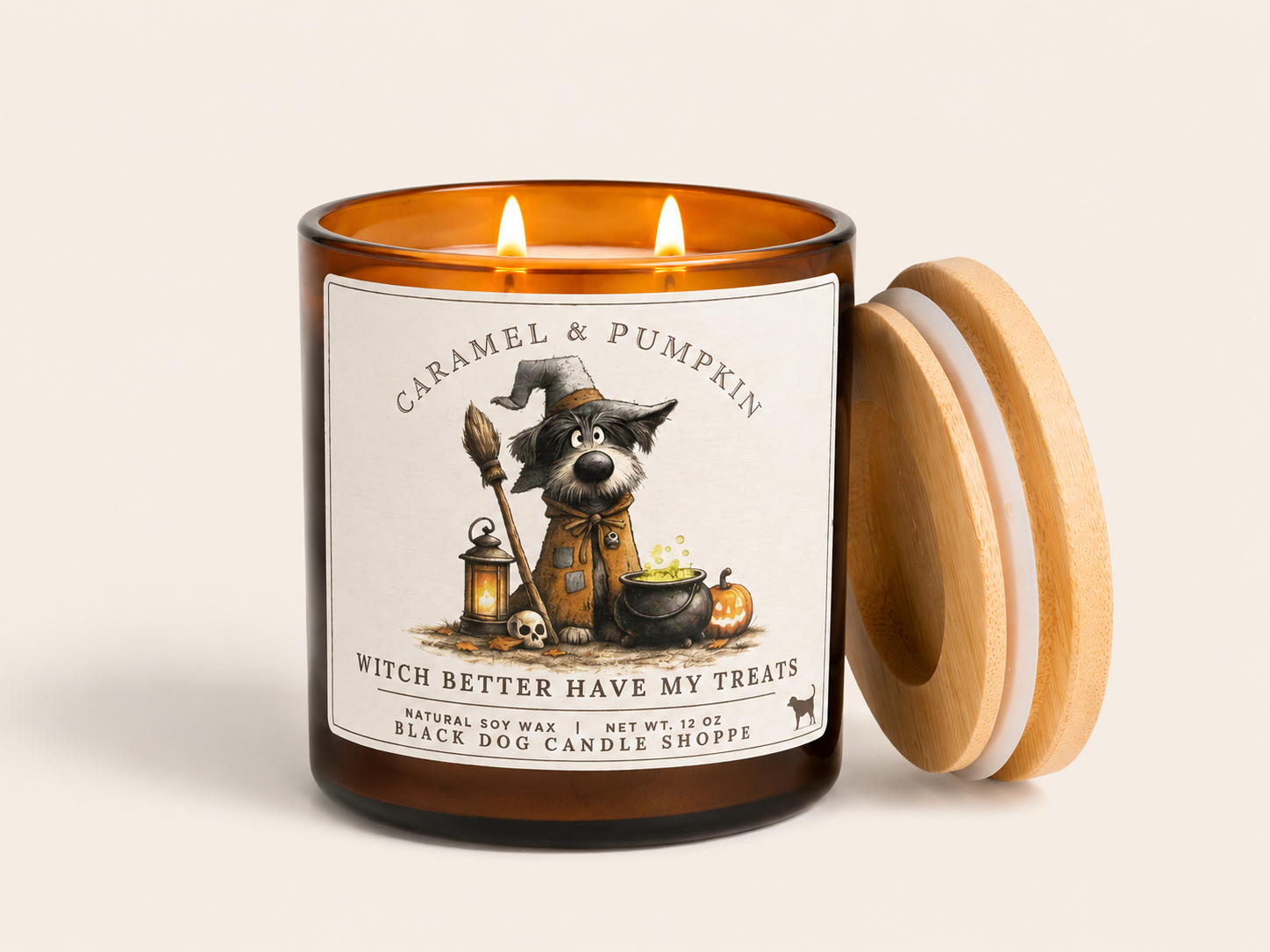 Witch Better Have my Treat Double Wick Caramel & Pumpkin Amber Candle