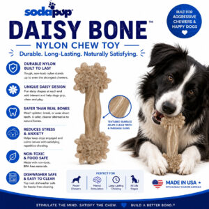 SodaPup Daisy Bone Nylon Dog Toy Aggressive Chewers | Durable USA Made