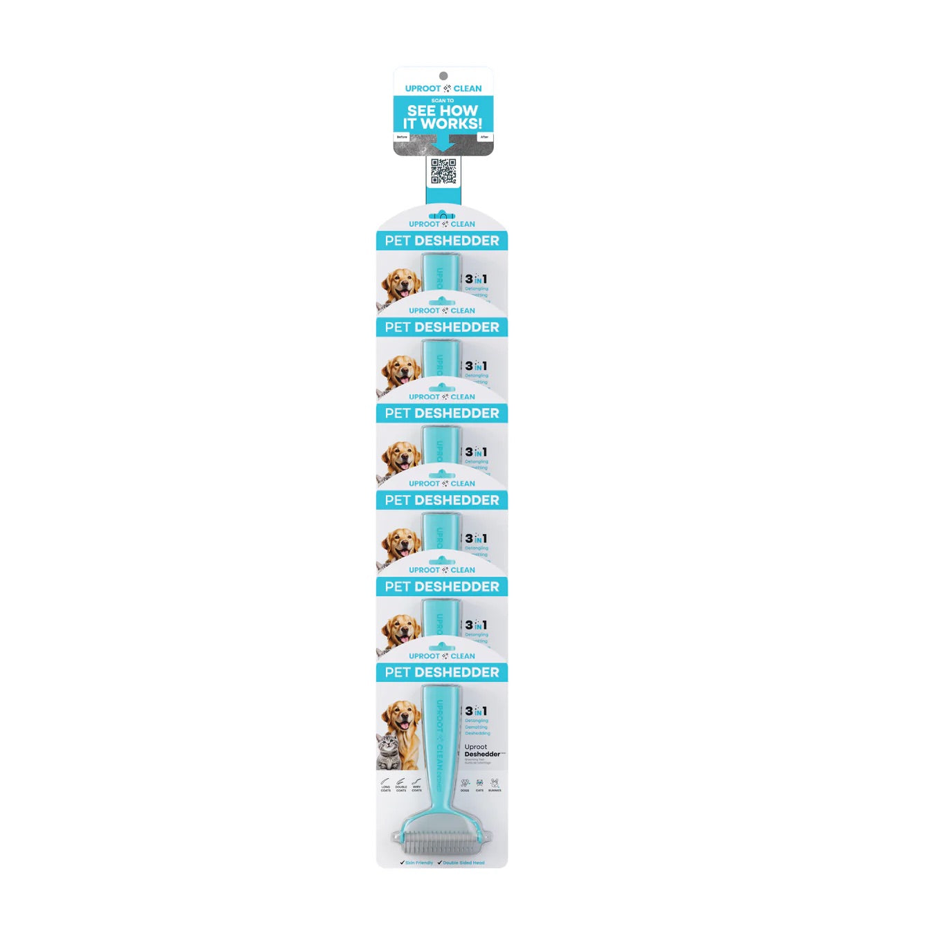 Uproot Clean Uproot Deshedder 6pc Clipstrip