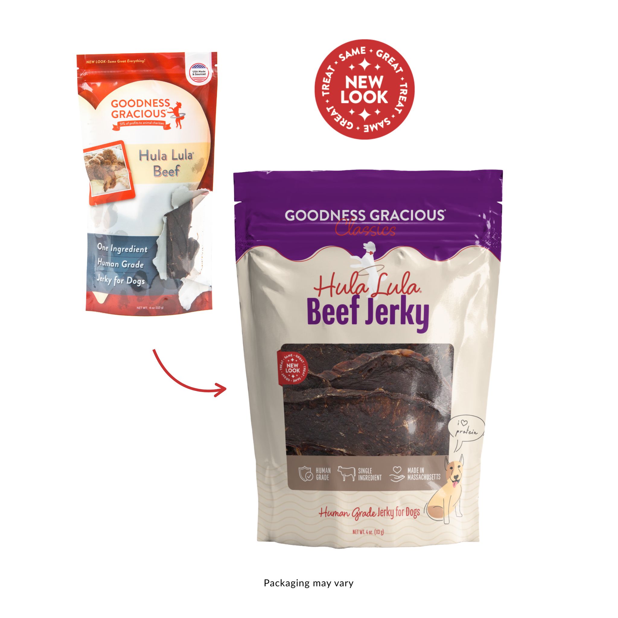 Hula Lula Beef Jerky for Dogs, 4oz. Bags