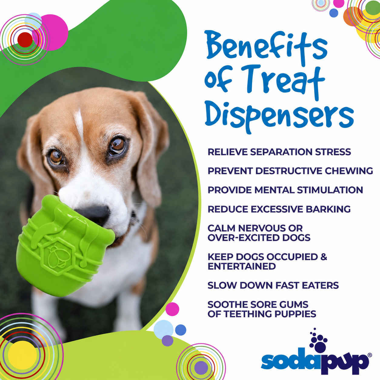 SodaPup Honey Pot Dog eCup Treat Dispenser | Durable PUP-X Rubber Enrichment Toy USA Made Limited Edition Apple Green