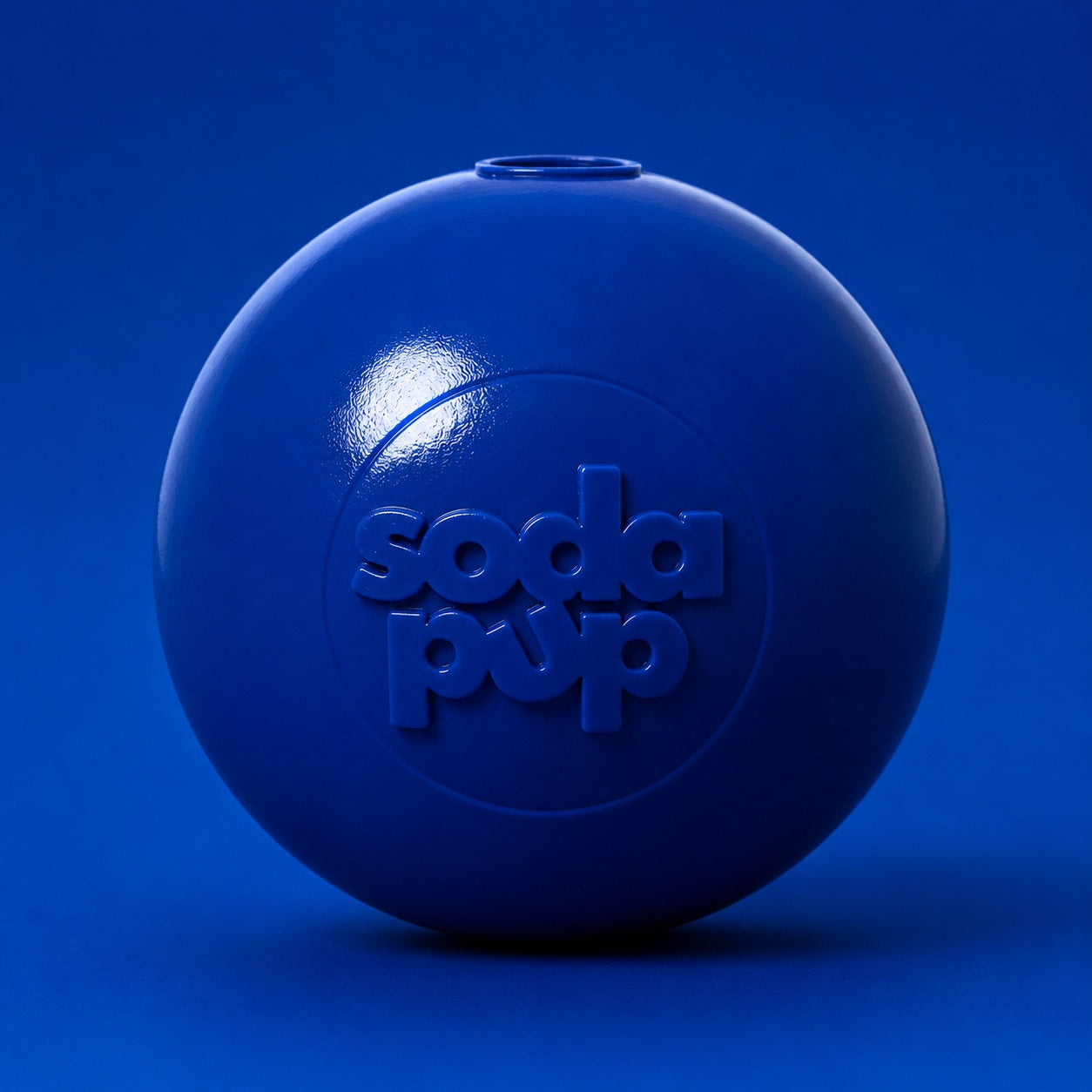 SodaPup Squeak Ball Durable Squeaky Dog Toy, Floats, Chew Toy | USA Made Medium Squeaker blue