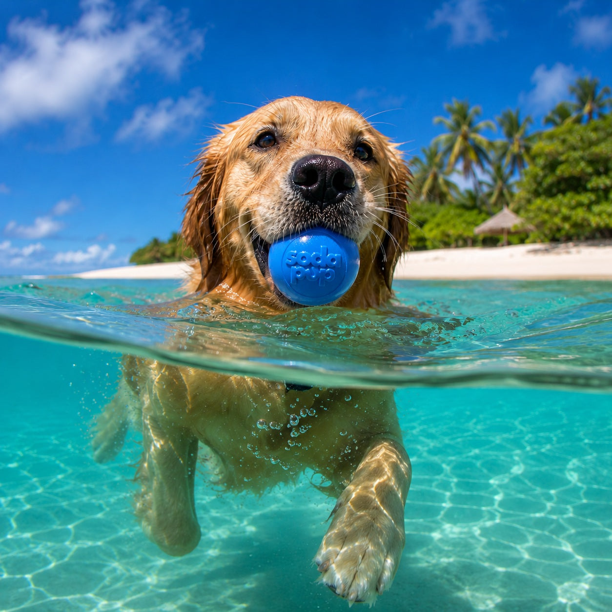 SodaPup Squeak Ball Durable Squeaky Dog Toy, Floats, Chew Toy | USA Made