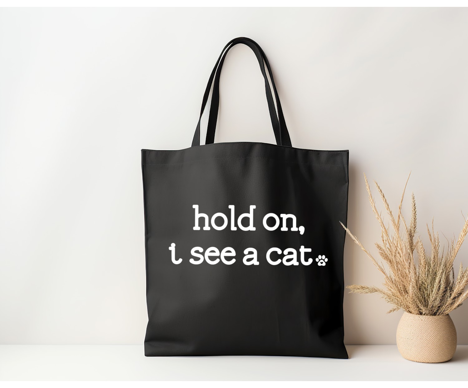 Cat Tote | People Tote Bag | Canvas Tote | HOLD ON I SEE A CAT 6oz - Image 4