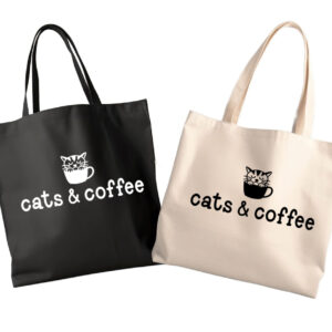 Cat Tote | Cats & Coffee | People Tote Bag | Canvas Tote