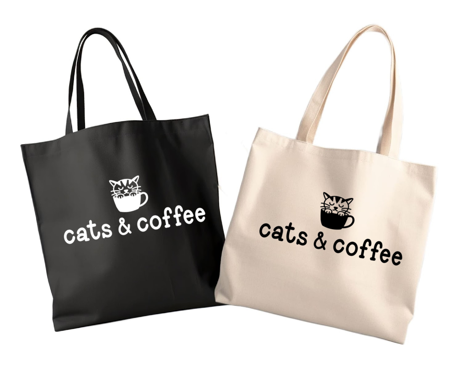 Cat Tote | Cats & Coffee | People Tote Bag | Canvas Tote