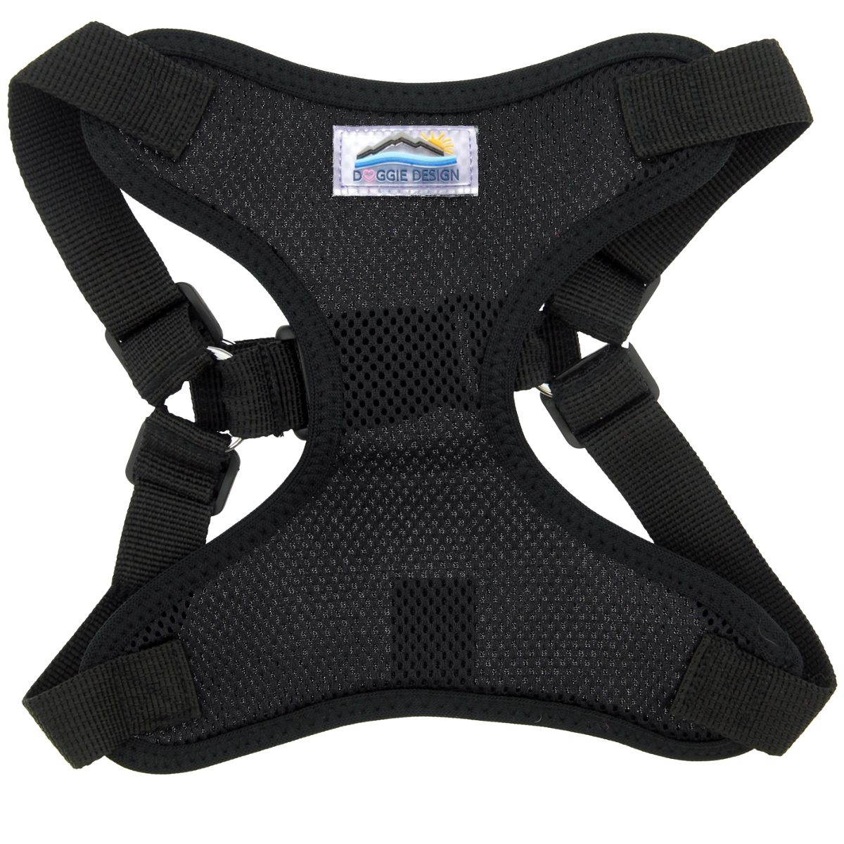 Solid Color Mesh Wrap and Snap Choke Free Step In Harness - Black