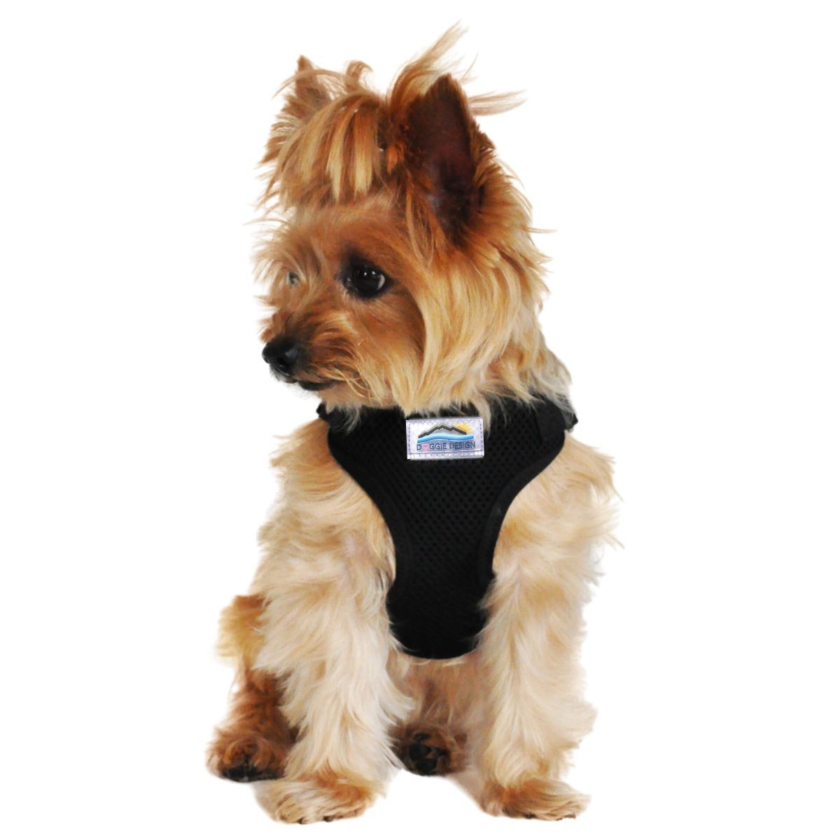 Solid Color Mesh Wrap and Snap Choke Free Step In Harness - Black - Image 2