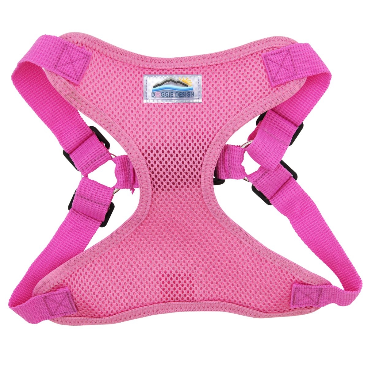 Solid Color Mesh Wrap and Snap Choke Free Step In Harness - Candy Pink