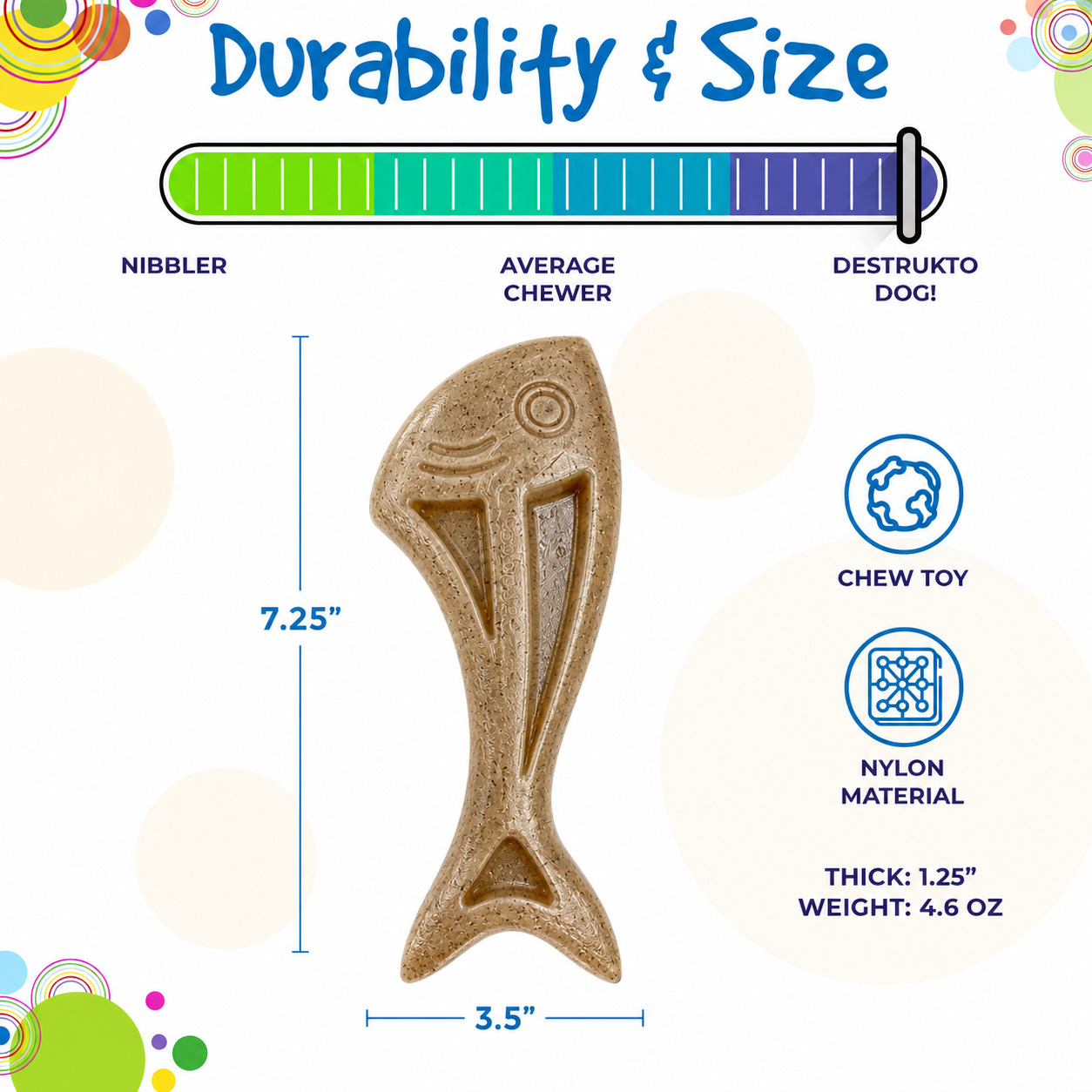 SodaPup Dog Fish Nylon Chew & Enrichment Toy | Ultra-Durable Aggressive Chewers