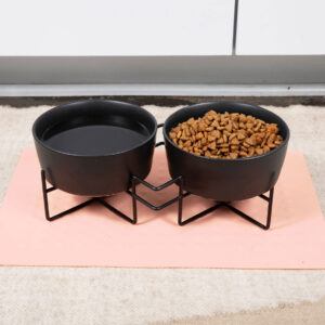 Simple Solid Double Feeder Bowl + Dog Bowl Stand - Waggo 