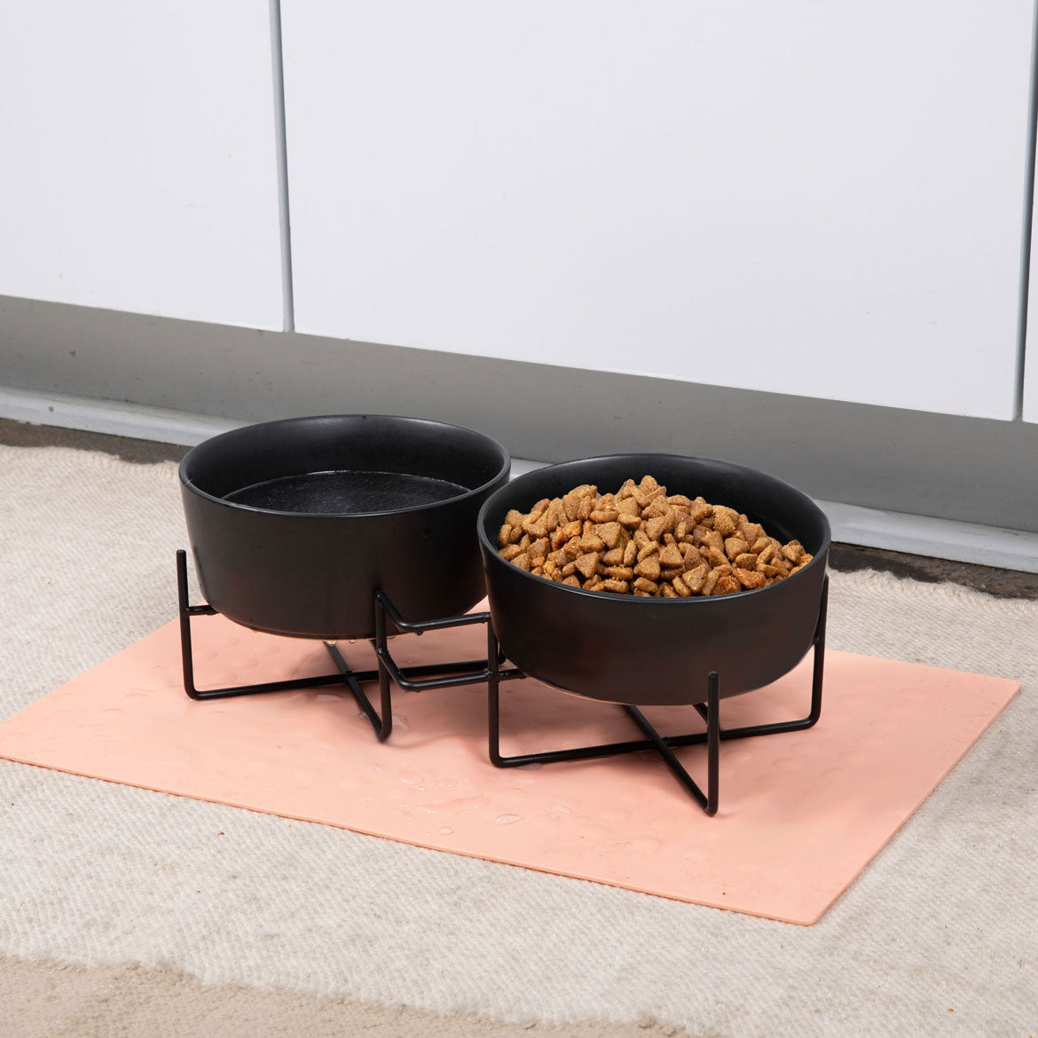 Simple Solid Double Feeder Bowl + Dog Bowl Stand - Waggo